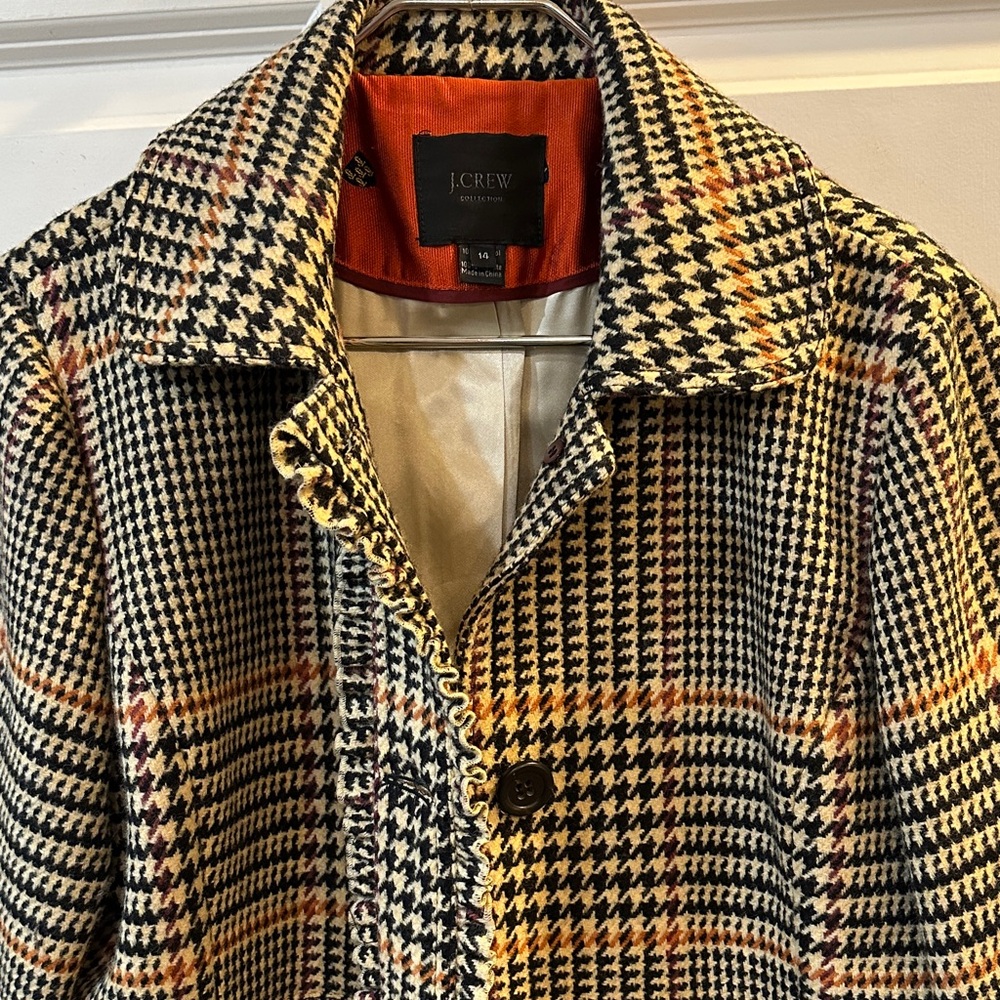 J. Crew Houndstooth Patterned Jacket in Black, Cr… - image 1